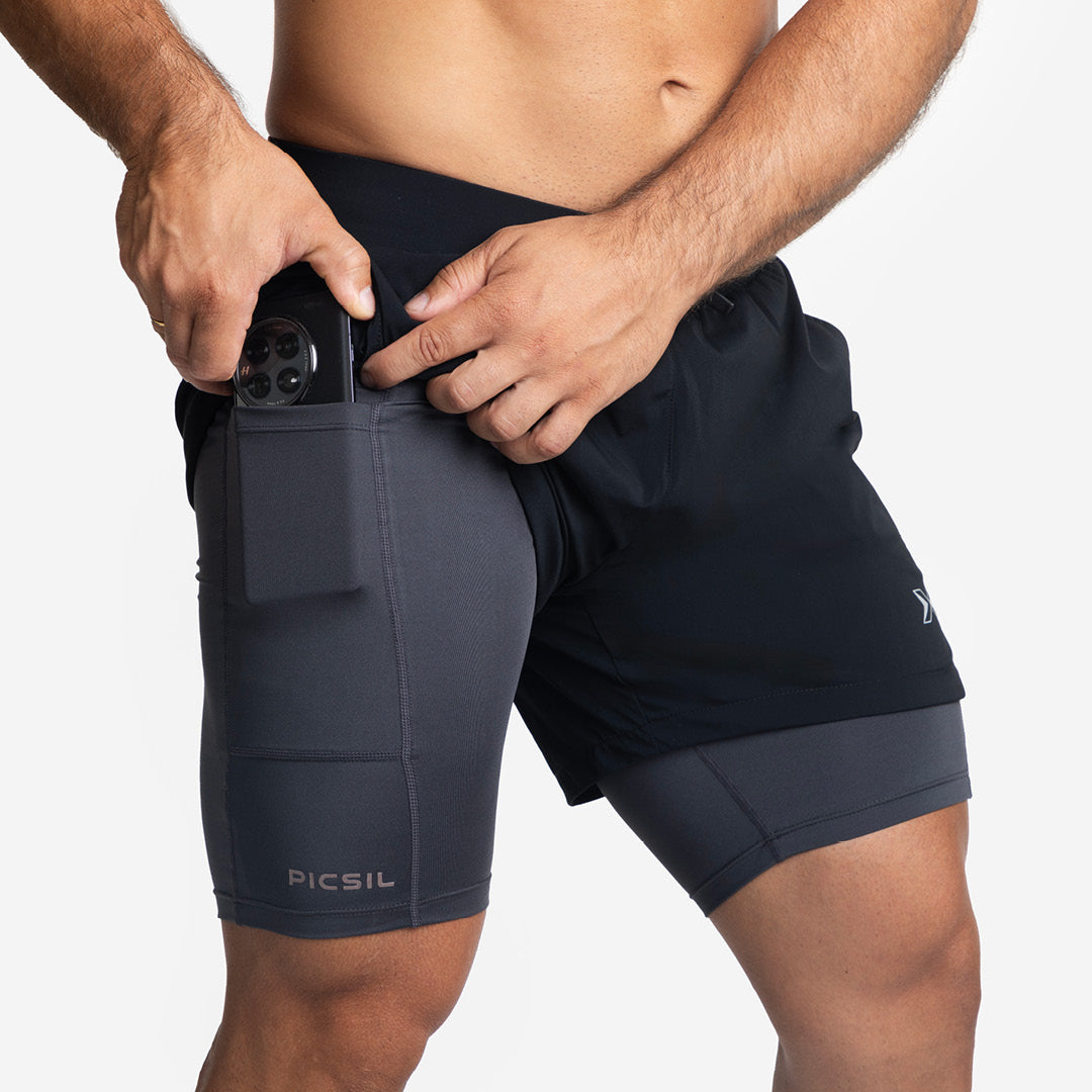 Shorts con Malla Compresión 2 en 1 Hombre Premium